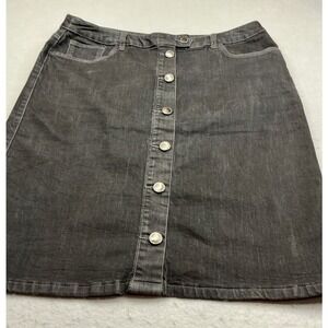 Christopher & Banks Denim Skirt Button Front Dark Wash Size 14‎ Casual Classic